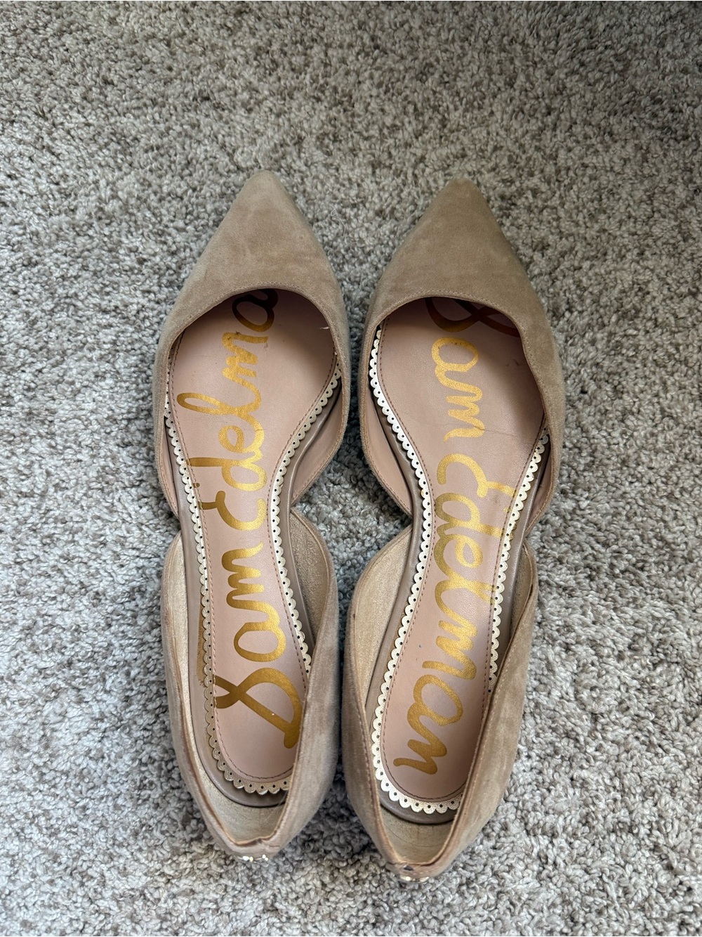 Sam Edelman Taupe Suede Pointed D'Orsay Flats